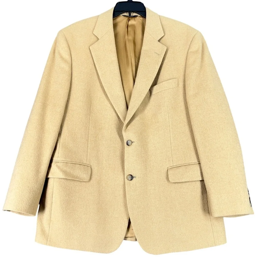 Brooks Brothers Camel Hair Blazer Mens 43 Two Button Sport Coat Business Poland